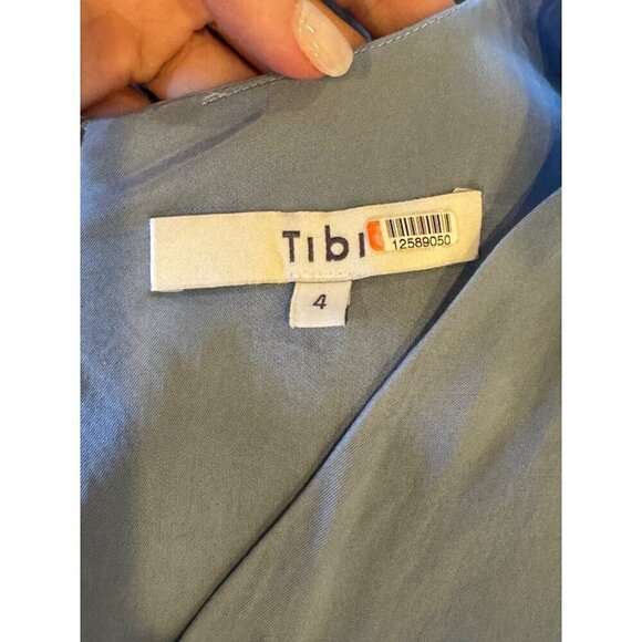 Tibi Jumpsuit Women 4 Blue Tie Waist Sleeveless Boho Cottagecore‎ Ruffle Hem - Picture 9 of 11